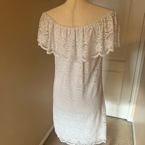 White lace mini dress off the shoulder size 2